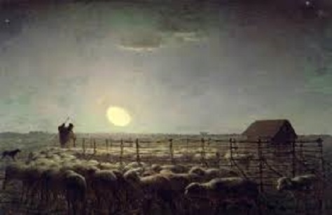 The Sheepfold Moonlight by Jean-François Millet sheep on a moonlit night