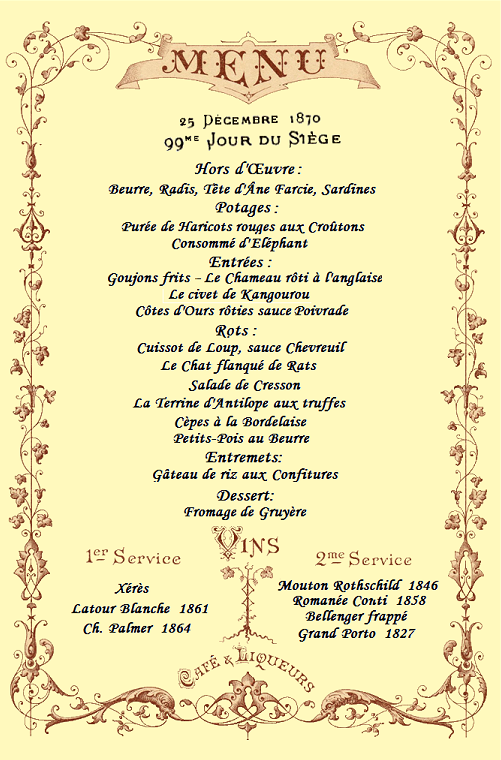 Café Voisin Christmas 1870 Menu Café Voisin Christmas 1870 Menu