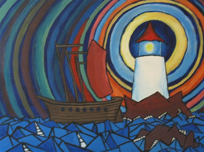 Lighthouse on rocky coast