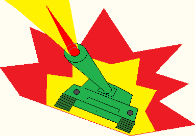 an army tank blasting away