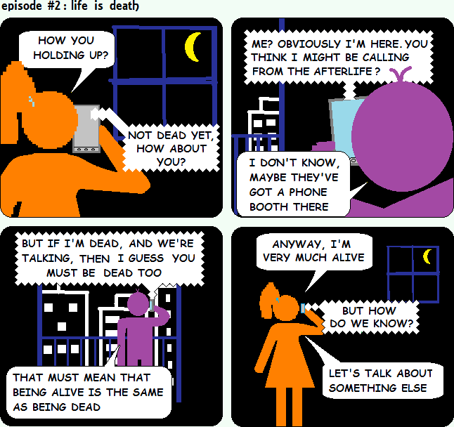 girl and boy by phone speculate on ontology